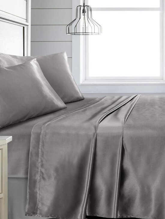 Other - King Sz 4 Pc Bed Sheet Set Silky Smooth Satin Deep Pocket X002YMM88F
